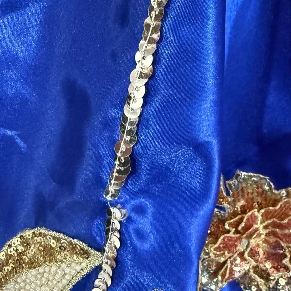 Satin Royal Blue Lehenga Indian outfit - Picture 5 of 8